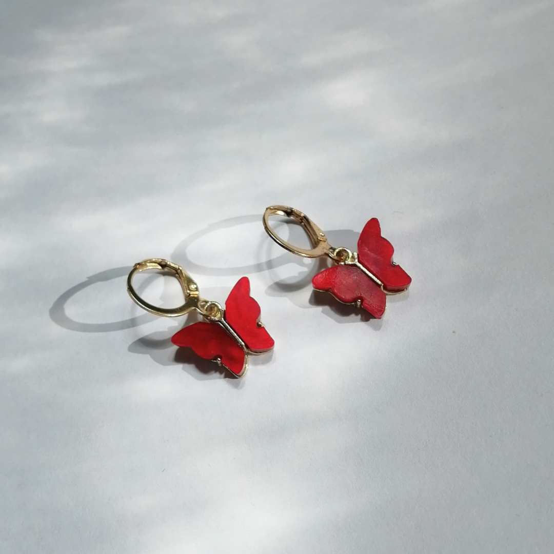 Dark Red Butterfly Earrings